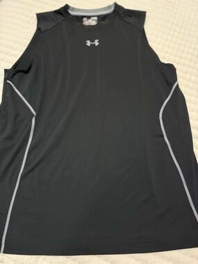 Under Armour Men’s Black Sleeveless Athletic Tank with Gray Trim